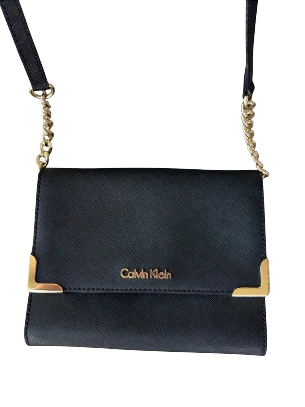 Calvin Klein Black Crossbody with Gold Hardware